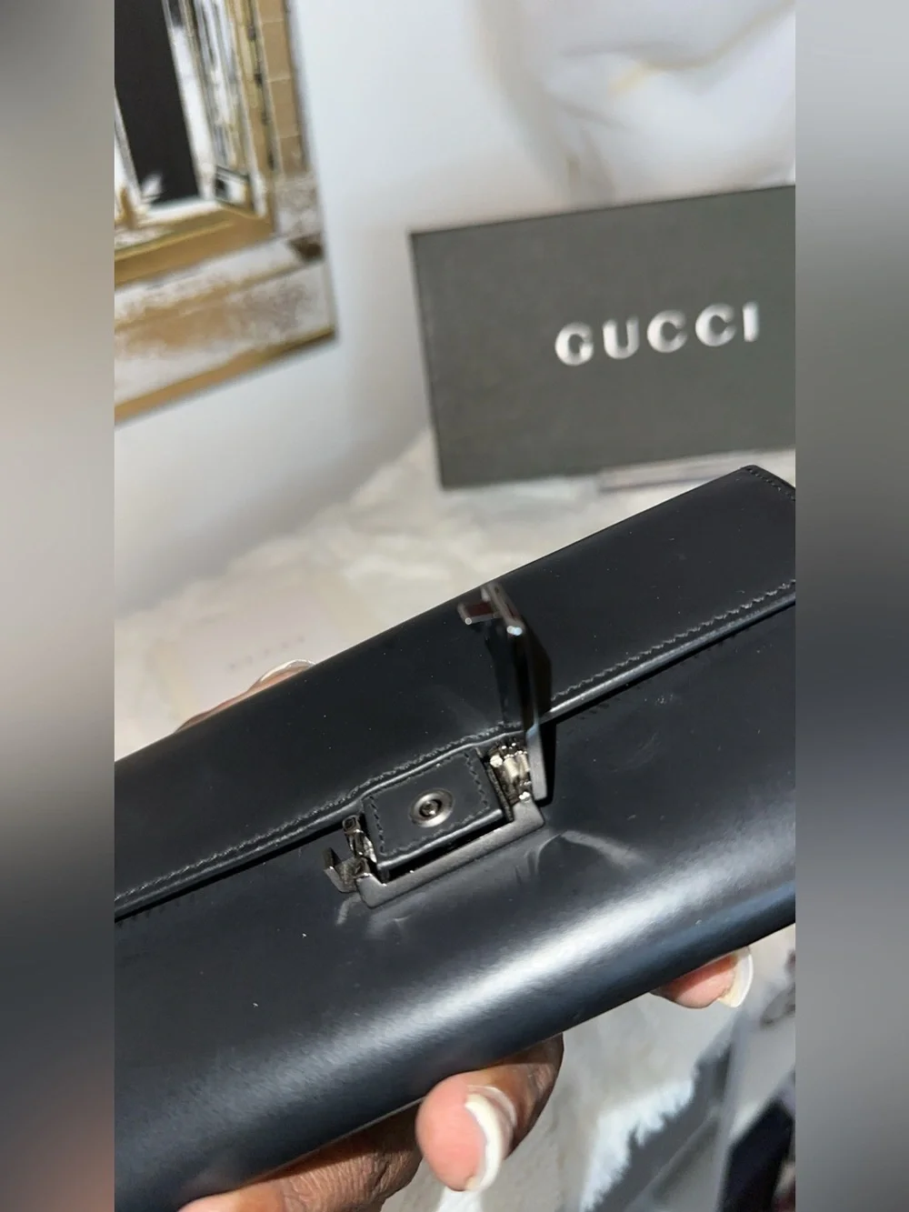 Gucci Black Leather Flap Wallet with Silver Hardware - Picture 3 of 9